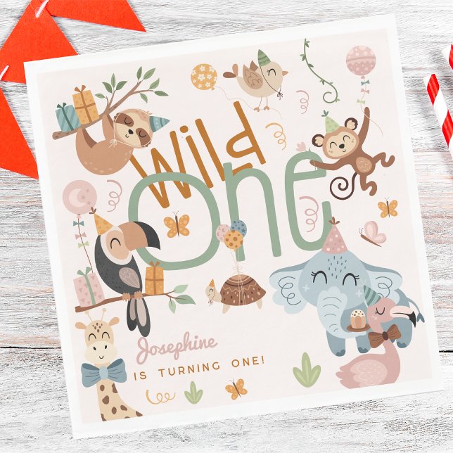 Wild-ein-Safari-Tiere Kindergeburtstag Party Serviette (Von Creator hochgeladen)