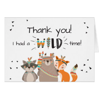 Wild ein Stamm Woodland Tiere Danke Karte