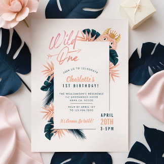 Wild ein tropischer Dschungel Pink Monster Geburts Einladung