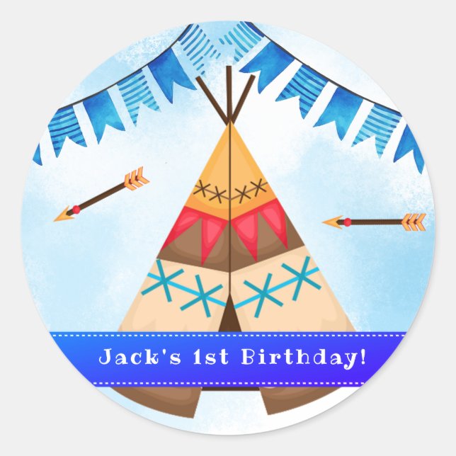 Wild eine Einladung zum ersten Geburtstag Runder Aufkleber (Vorderseite)