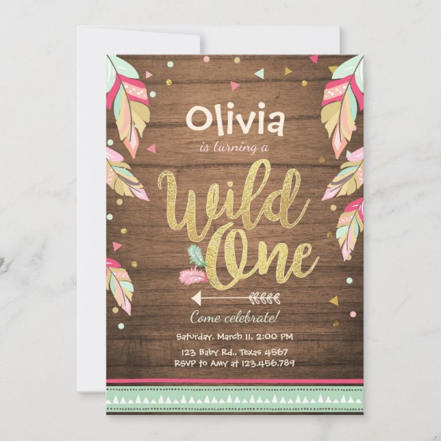 Wild Eine Geburtstagseinladung Erstes Geburtstagsm Einladung (Vorderseite)