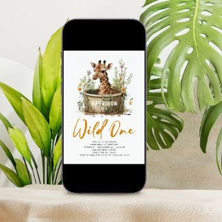 Wild eine Niedliche Giraffe 1. Geburtstag Foto Tie Einladung