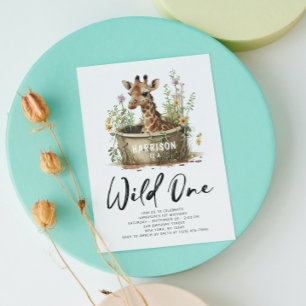 Wild eine Niedliche Giraffe 1. Geburtstag Foto Tie Einladung