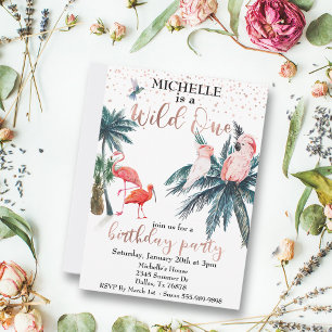 Wild eine Rose Gold Tropical Birds Jungle Einladung