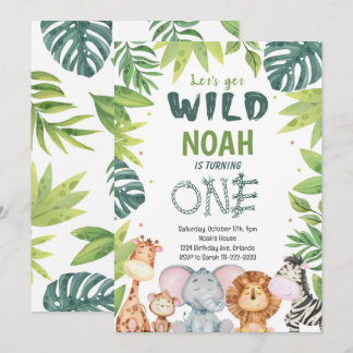 Wild-eine-Safari Einladung zum 1. Geburtstag