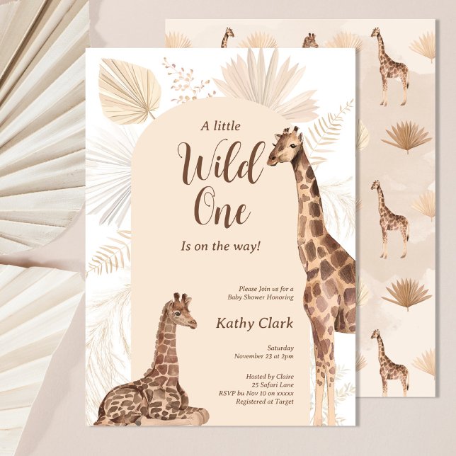 Wild eine Safari Giraffe Gender Neutral Baby Dusch Einladung (Von Creator hochgeladen)