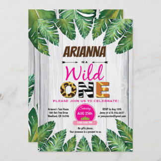 Wild Einladung zum Geburtstag. Dschungelmotiv