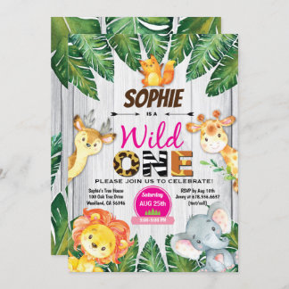 Wild Einladung zum Geburtstag. Girl-Dschungelsafar