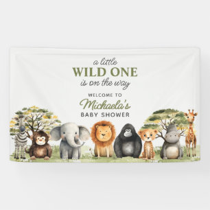 Wild eins auf dem Weg Niedliche Baby-Animals Baby- Banner