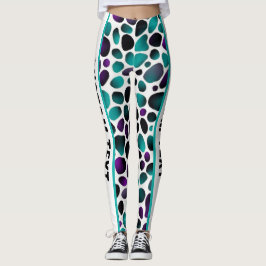 Wild Elegance Aquamarin, Lila und Schwarz Leggings