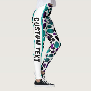 Wild Elegance Aquamarin, Lila und Schwarz Leggings