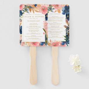 Wild Elegance Blush & Gold Wedding Hand Fan Fächer