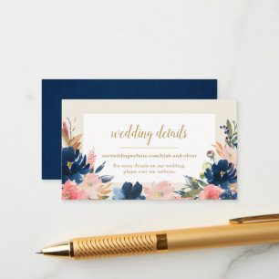 Wild Elegance   Website für Hochzeiten von Navy Bl Begleitkarte