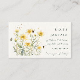 Wild Elegante Gelbe Wildblumen Wasserfarbe Visitenkarte