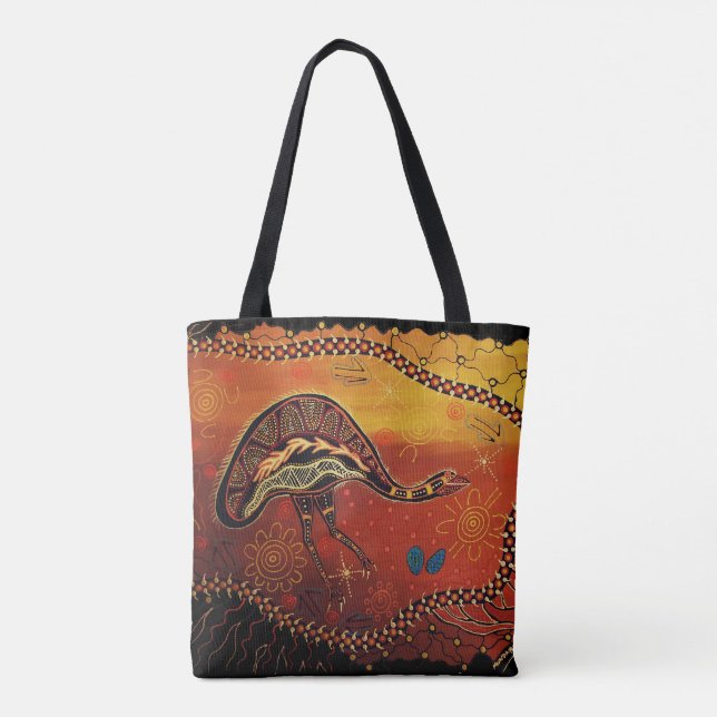 Wild Emu Aboriginal Tote Bag (Rückseite)