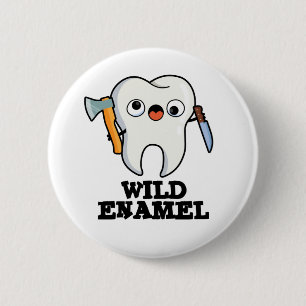 Wild Enamel Funny Wild Animal Tooth Puff Button