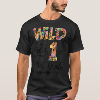 Wild etwa 1. Klasse Leopard zurück zur Schule Teac T-Shirt