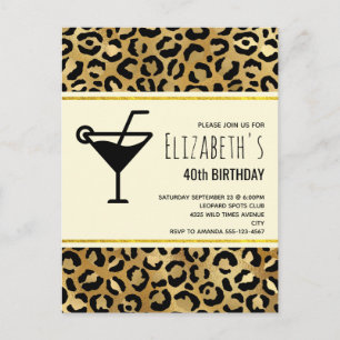 Wild & Exotic Leopard Print Pattern Geburtstag Einladungspostkarte