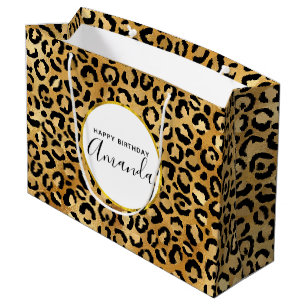 Wild & Exotic Leopard Print Pattern Geburtstag Große Geschenktüte