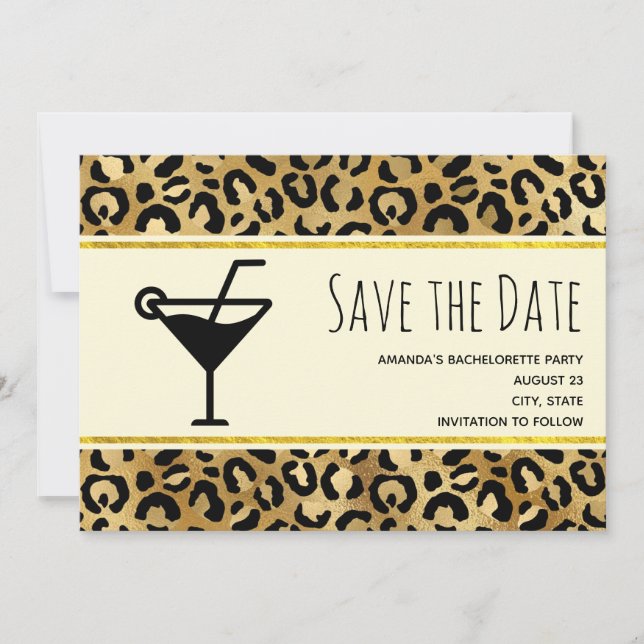 Wild & exotisch Leopard Druckmuster Bachelorette Save The Date (Vorderseite)