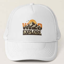 Wild Explore Vintage Mountain Adventure Outdoor Truckerkappe
