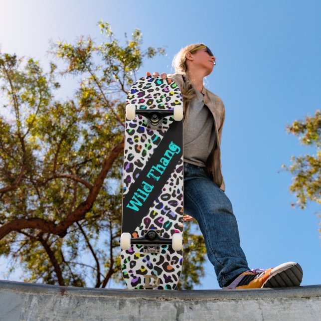 Wild farbenfrohe Leopard Print D-Markenbezeichnung Skateboard (Außenbereich 1)
