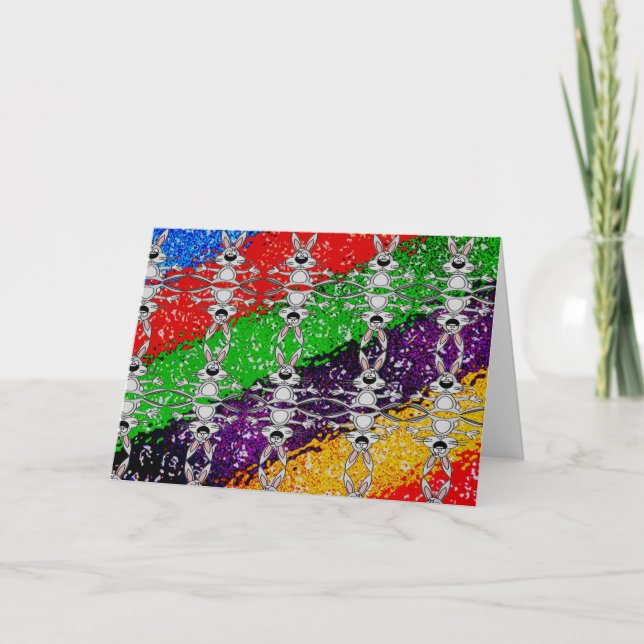 Wild farbiges Kaninchenmuster Feiertagskarte (Vorderseite)