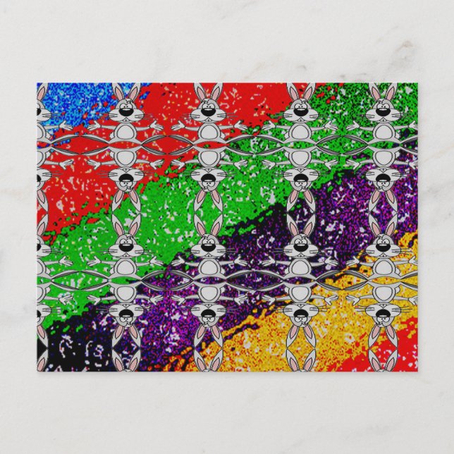 Wild farbiges Kaninchenmuster Postkarte (Vorderseite)