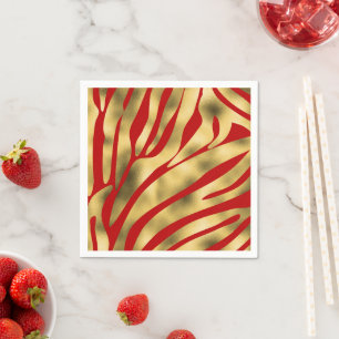 Wild Festive Red and Gold Zebra Serviette