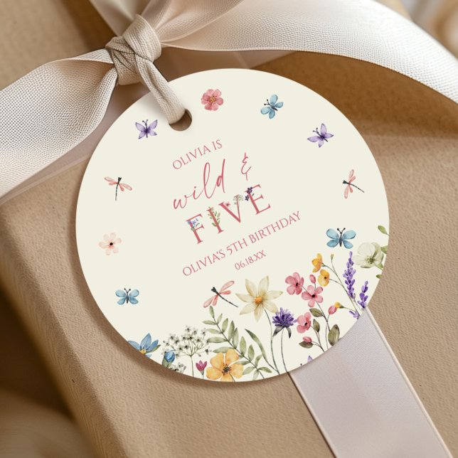 Wild & Five Wildflower 5. Geburtstagsfeier Geschenkanhänger (Von Creator hochgeladen)