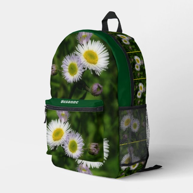 Wild Fleabane Daisy Blume Natur Personalisiert Bedruckter Rucksack (Rückseitige Ecke Rechts)