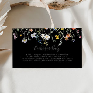 Wild floral Black Baby Shower Buchanfrage Begleitkarte