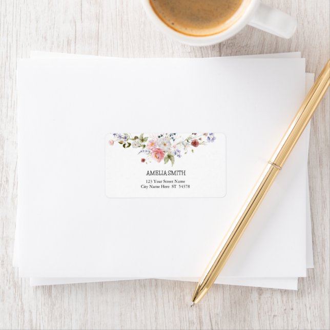 Wild Floral Bouquet Baby Shower Adressaufkleber (Insitu)