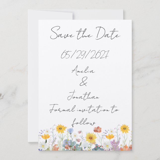 Wild floral Customisable Save the Date card Einladung (Vorderseite)