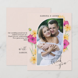 Wild Floral Meadow Wedding Foto Dankeskarte