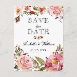 Wild Floral Summer Boho Save the Date Wedding Ankündigungspostkarte