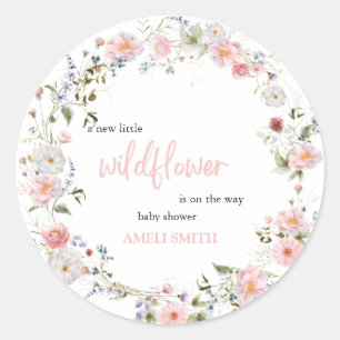 Wild Floral Wreath Babydusche Runder Aufkleber
