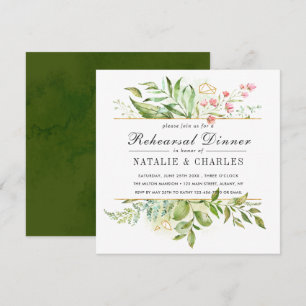 Wild florale Green Foliage Hochzeit Probe Dinner Einladung