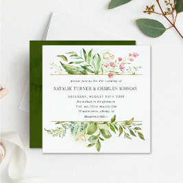 Wild florale grüne Foliage Hochzeitseinladung Einladung