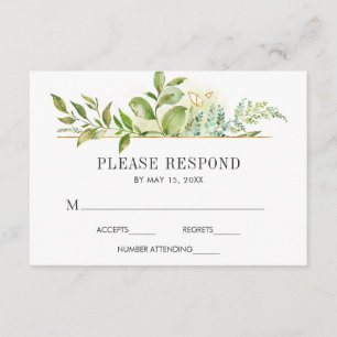 Wild florale grüne Foliage Wasserfarbeneihe RSVP