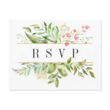 Wild florale grüne Foliage Wasserfarbeneihe RSVP