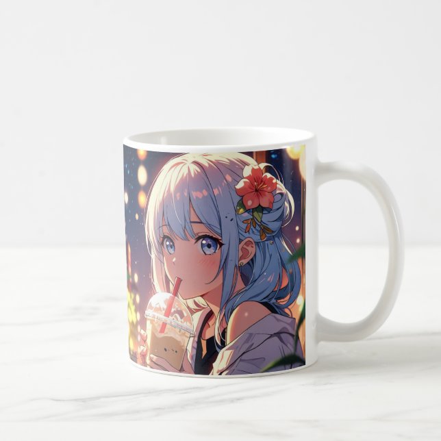 Wild florale Tasse bleibe - Aquarell Peony & Cherr (Rechts)