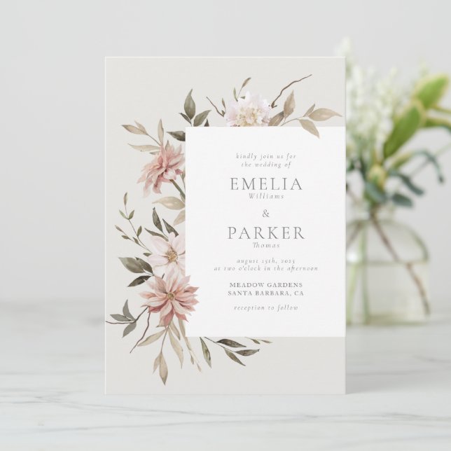 Wild Florals Einladung (Stehend Vorderseite)