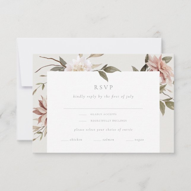 Wild Florals RSVP Card mit Entrée Choice Karte (Vorderseite)
