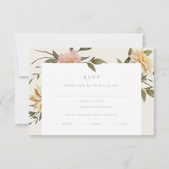 Wild Florals RSVP Card mit Entrée Choice Karte (Vorderseite)