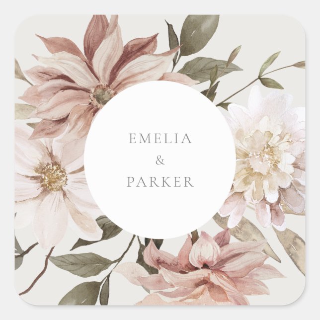 Wild Florals Square Sticker (Vorderseite)