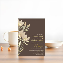 Wild flower Chocolate and cream Wedding Invitation Folien Feiertagskarte