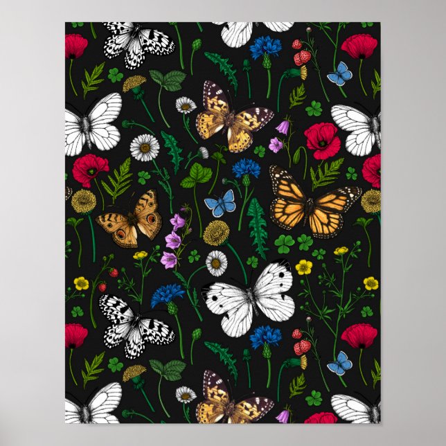 Wild flowers and butterflies 2 poster (Vorne)