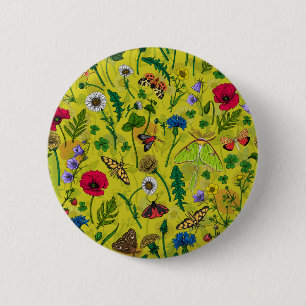 Wild flowers and moths 2 button