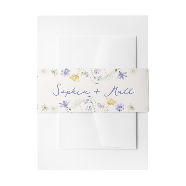 Wild Flowers Hand Written Wedding  Einladungsbanderole (Vorderseite Beispiel)